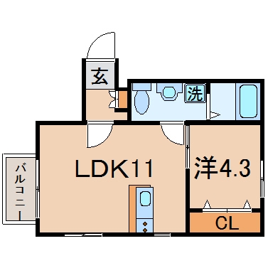 クレサ空港前101号室-間取り