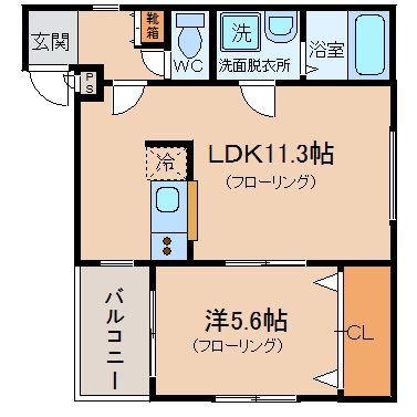 クレッシェンド空港前202号室-間取り