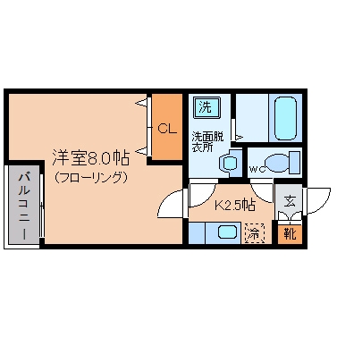 クレフラスト美野島203号室-間取り