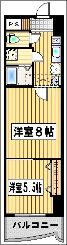 ロイヤル渡辺通154 - 所在階 の間取り図