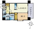 アンベリール薬院 - 所在階2階の間取り図 2433