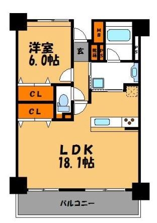 ダイアパレスプライムコート薬院1104号室-間取り