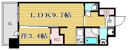 アルファシオベイス博多1102号室-間取り