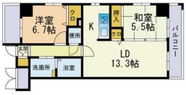 メープル博多倶楽部501号室-間取り