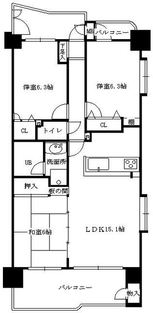 アーバンスクエア博多駅号室-間取り