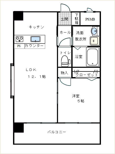 スタンドリバー博多駅南501号室-間取り