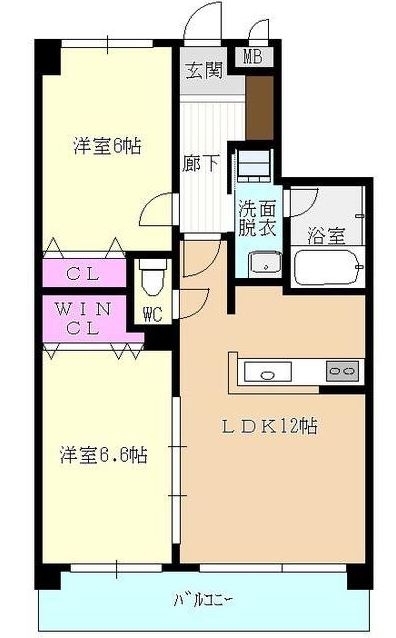 エコルクス地行202号室-間取り