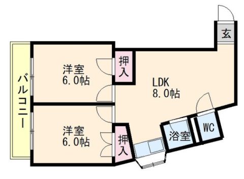 エリーナハイツ大濠西202号室-間取り