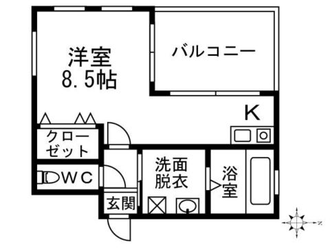 ドミール六本松102号室-間取り