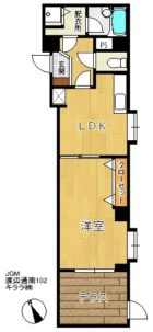 じゅうグランドモア渡辺通南 - 所在階1階の間取り図 3056