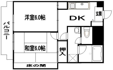 大産板付マンション105号室-間取り