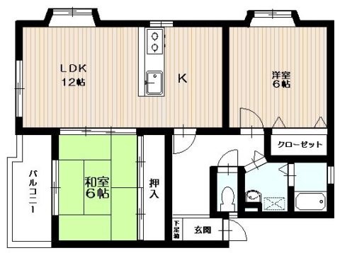 コーポサワティ202号室-間取り