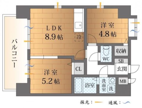 ウイングコートＦ館201号室-間取り