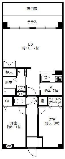 エバーライフ東平尾公園106号室-間取り