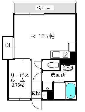 ハイディングプレイス東比恵306号室-間取り