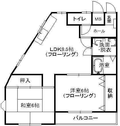 グレース三筑203号室-間取り