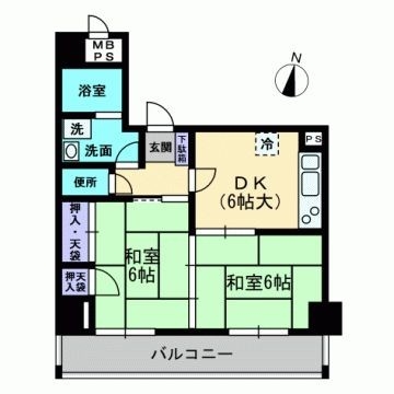 エバーライフすの子小前302号室-間取り