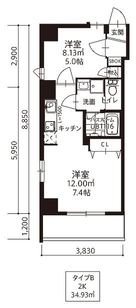 MODERN　PALAZZO東公園1002号室-間取り