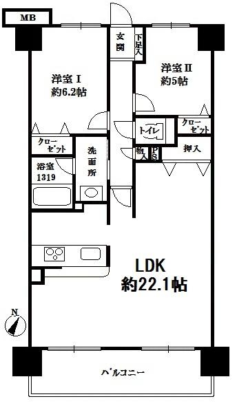 アンピール空港西8F号室-間取り