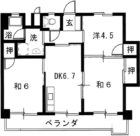 第3三城ハイツ - 所在階***階の間取り図 3509