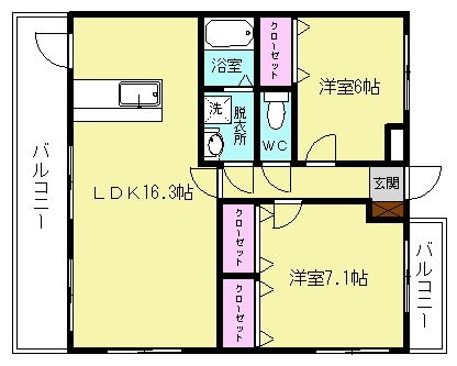 ボンヌ・シャンス203号室-間取り