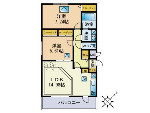 ルネスアヴェニール107号室-間取り