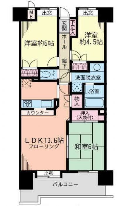 西公園チェリーマンション202号室-間取り