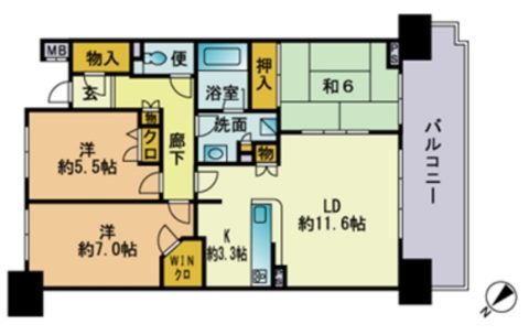 シティハウス南福岡1403号室-間取り