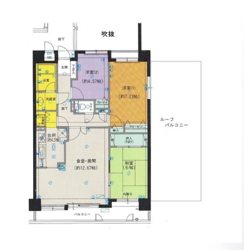 地行パークマンション404号室-間取り