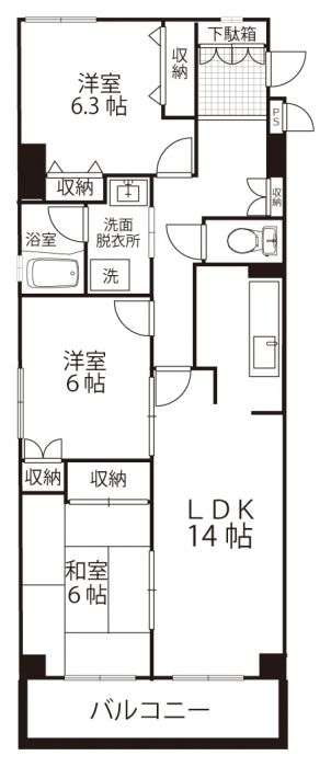 パティオ薬院303号室-間取り