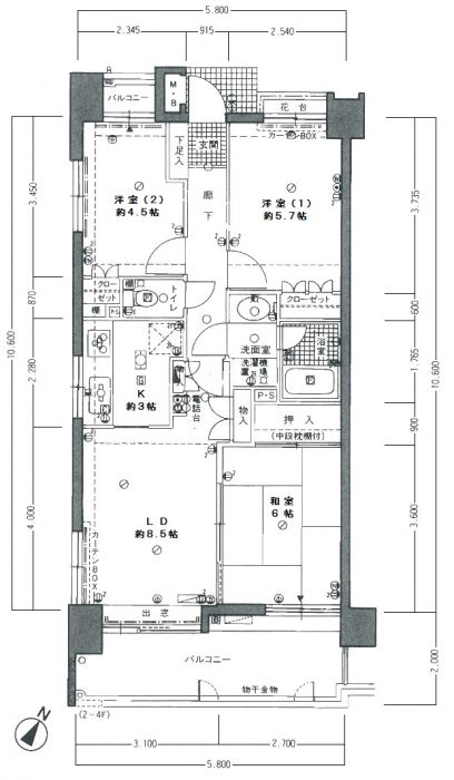 浄水通パークホームズ4F号室-間取り