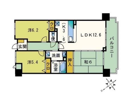 センターコート天神南304号室-間取り