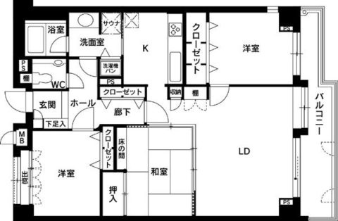 パークサイド赤坂浄水401号室-間取り