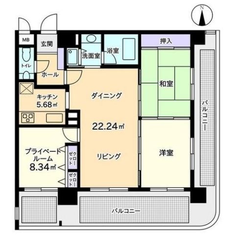 ユニバース大濠402号室-間取り