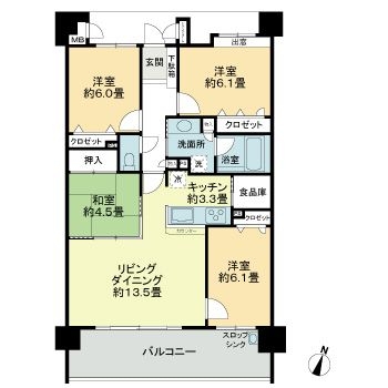 コスモ南公園406号室-間取り