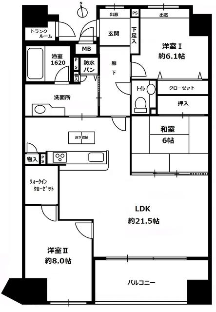 コアマンション桜坂プレジオヒルズ6F号室-間取り