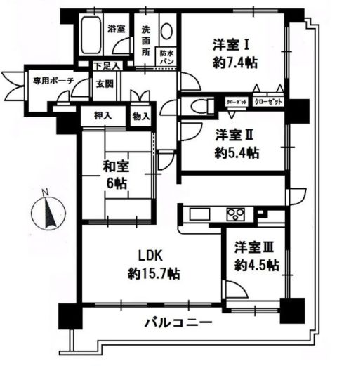 コスモ西公園5F号室-間取り