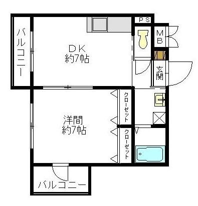 プレミール中村206号室-間取り