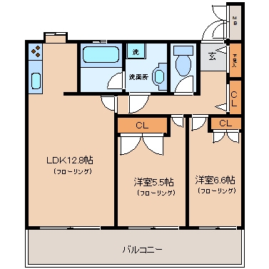 ＪＧＭ空港通り1205号室-間取り