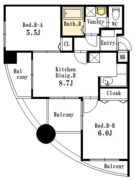 ニッセイ・ディーセント小笹 - 所在階6階の間取り図 3886