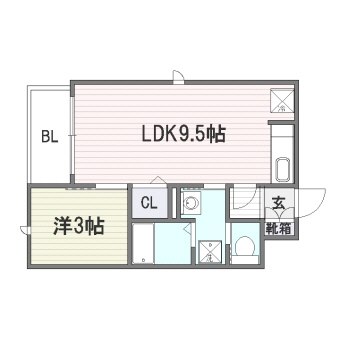 プラウド六本松202号室-間取り