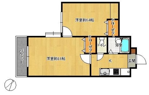 クレアトゥール地行102号室-間取り