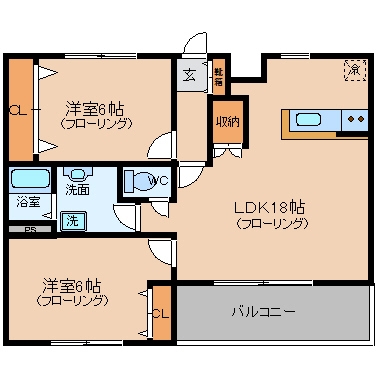 グランドーレささばる203号室-間取り