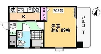 ピュアドーム大濠フローレシア703号室-間取り
