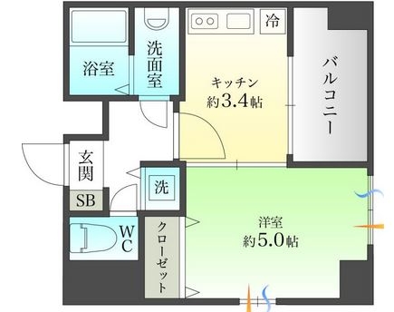 ゴールド大濠801号室-間取り