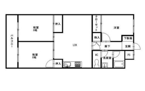 中作大観ハイツ401号室-間取り