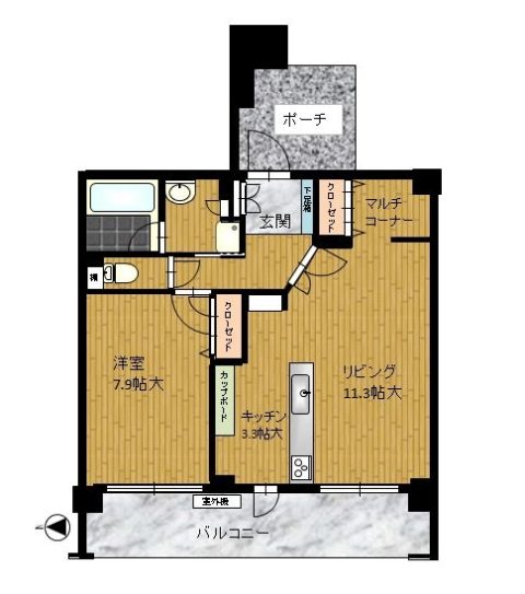 アンピールマキシム大濠1105号室-間取り