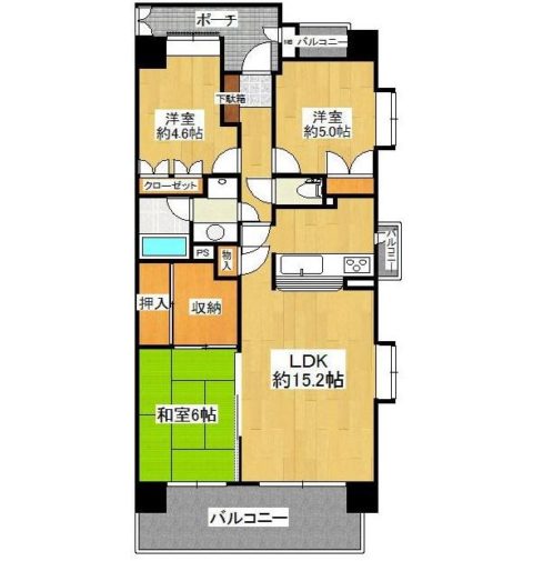 西公園チェリーマンション304号室-間取り