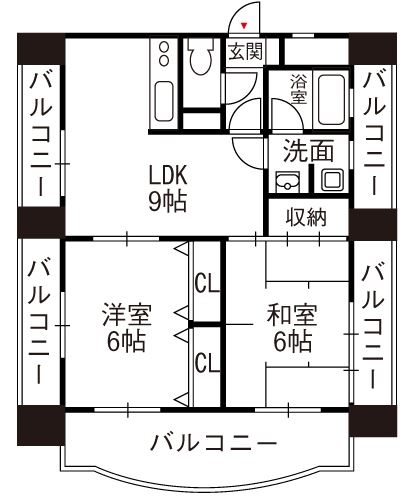 ロマネスク渡辺通南第21301号室-間取り