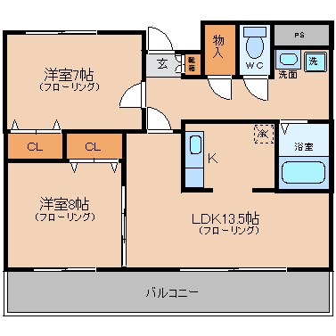 ＲＪＲ南福岡703号室-間取り